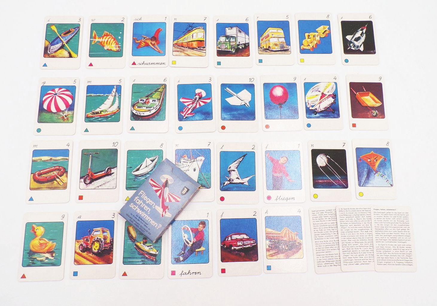 Fliegen fahren schwimmen Bildkartenspiel Neubert DDR 1970