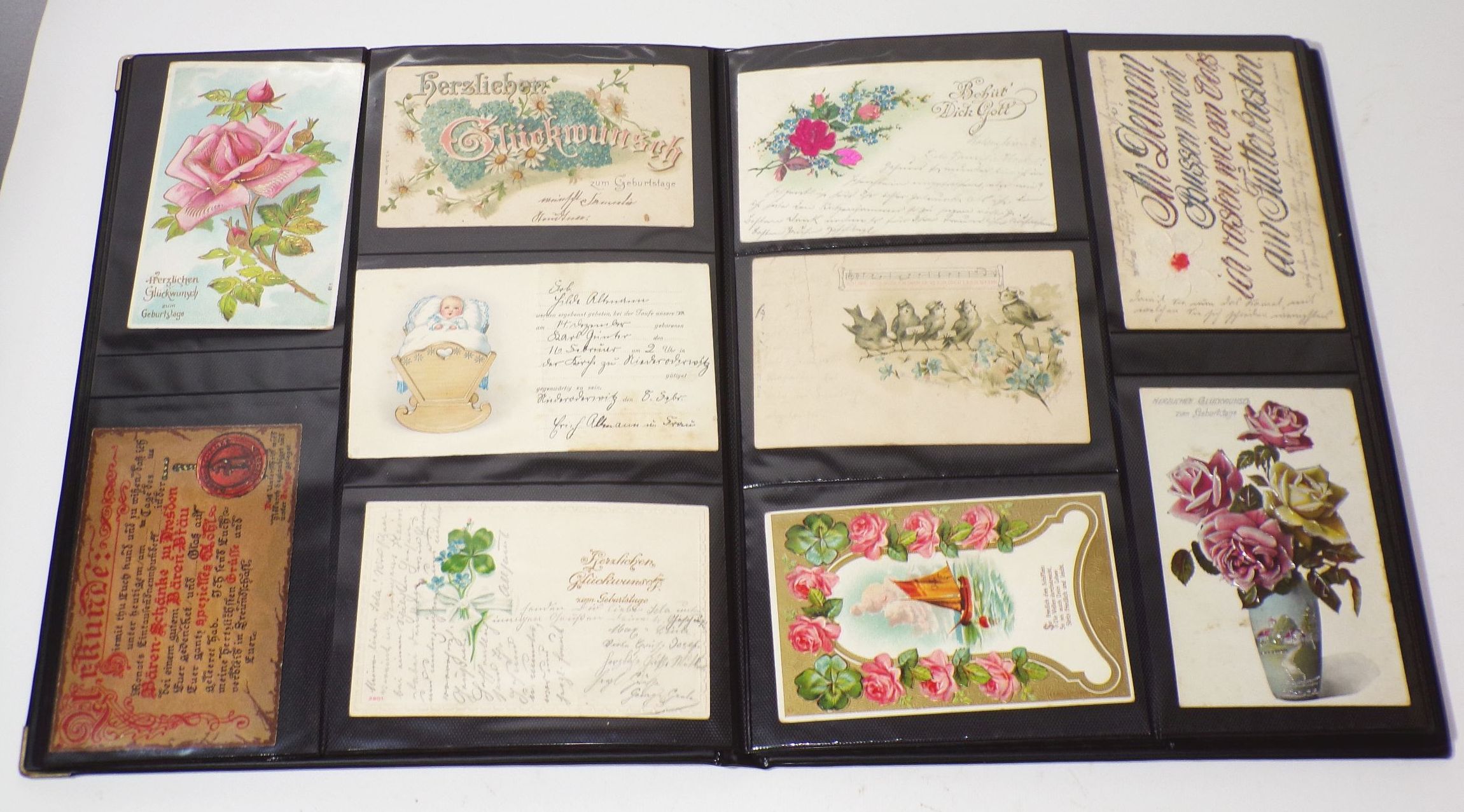 Album mit 99 Glückwunschkarten Ansichtskarten Postkartenalbum