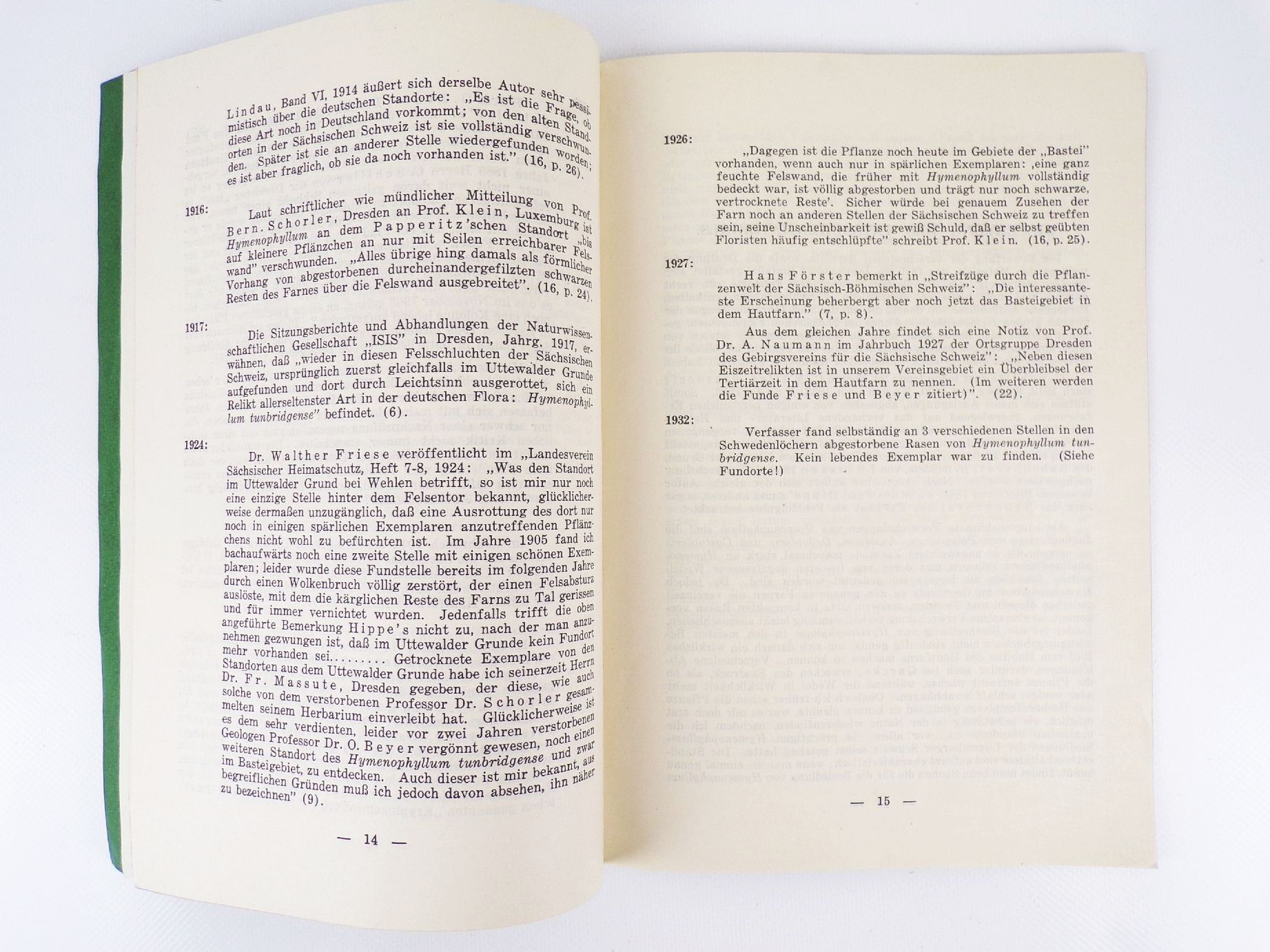 Der Hautfarn in der Sächsischen Schweiz Flora Botanik 1937 Hubert Wilpert