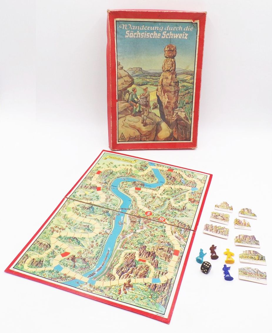 Altes Brettspiel Wanderung durch die Sächsische Schweiz 1955 DDR 