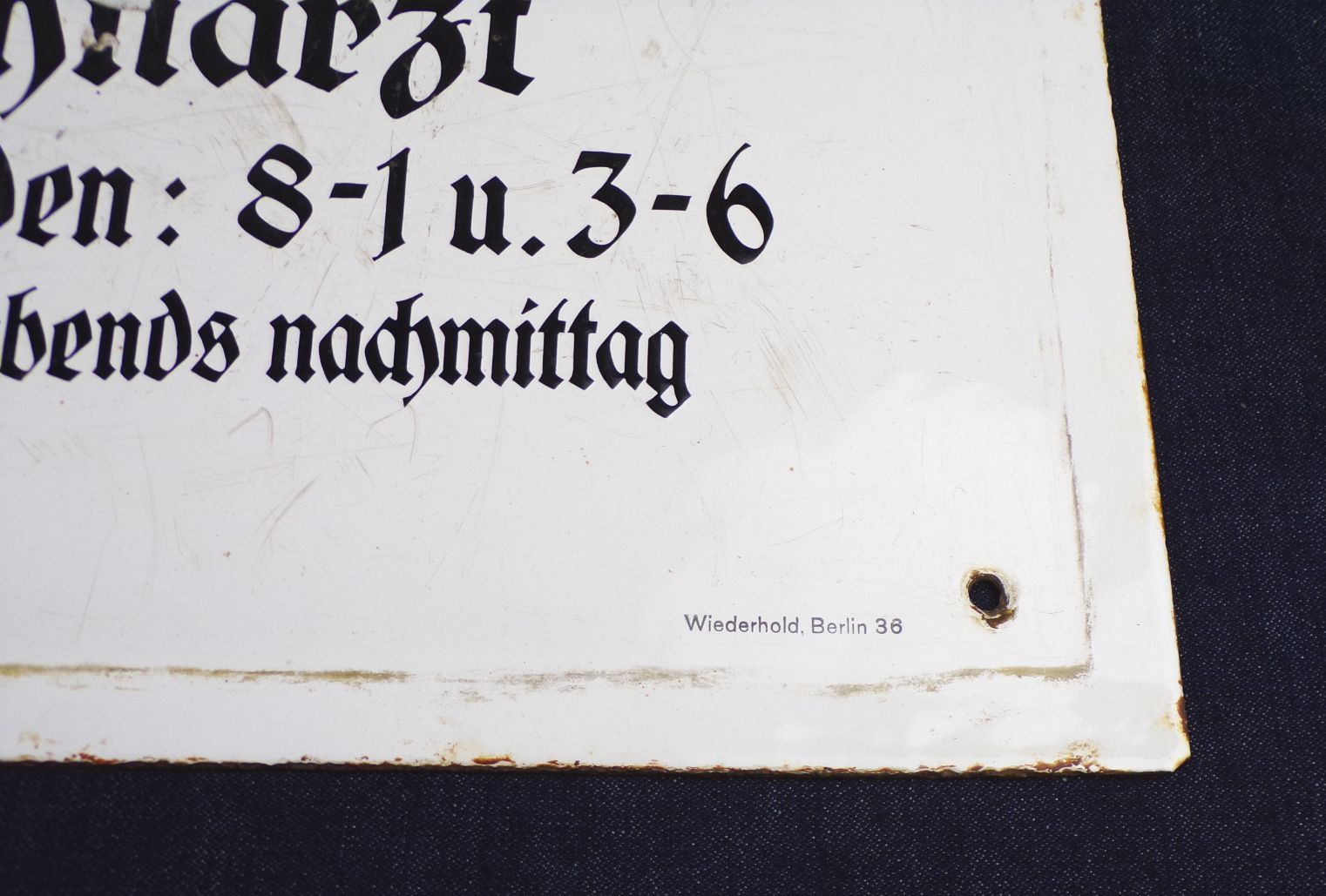 Altes Emailschild Dr Richers Zahnarzt Sprechstunden Deko 