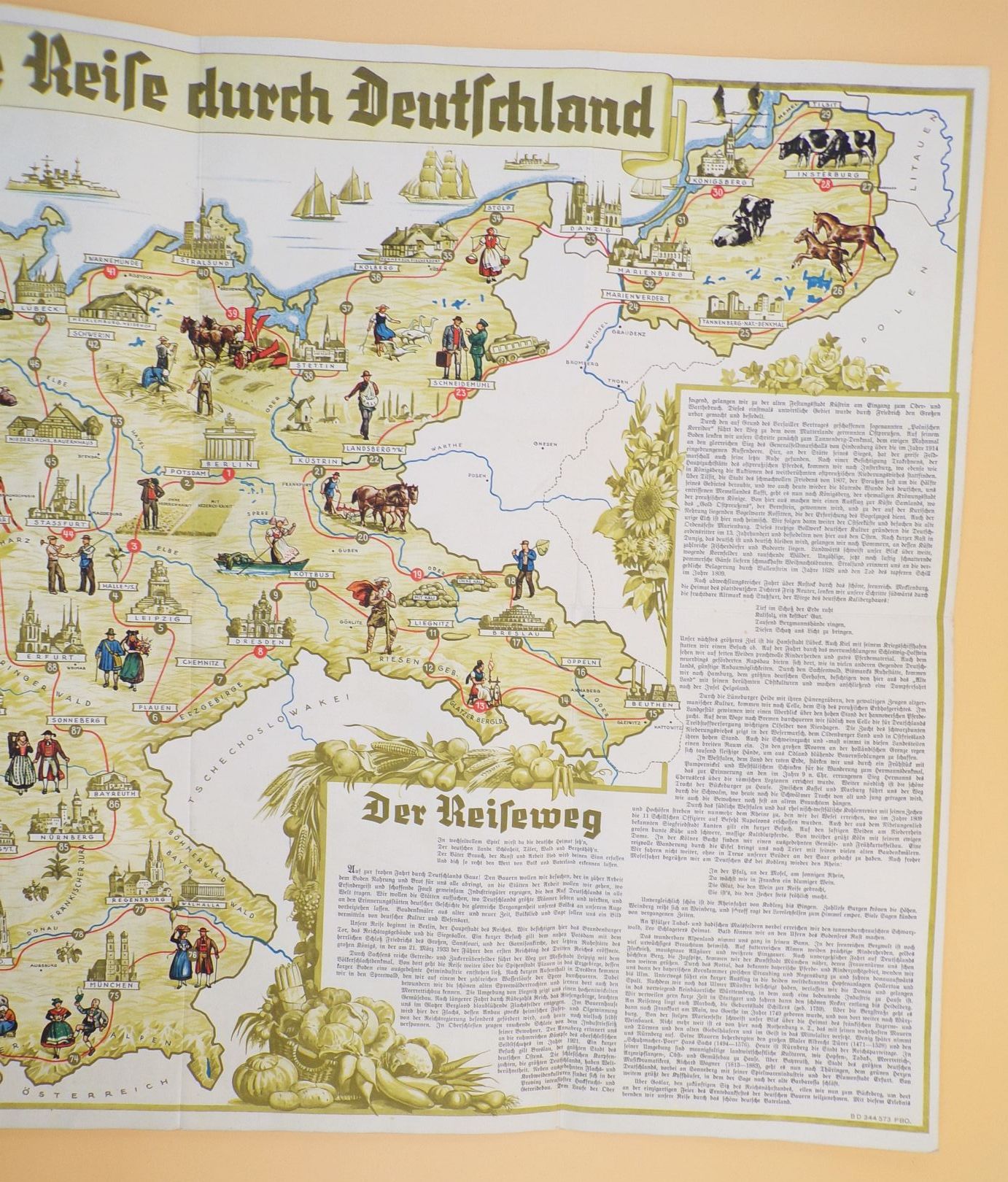 Reise durch Deutschland Würfelspiel 1930er mit Figuren Brettspiel
