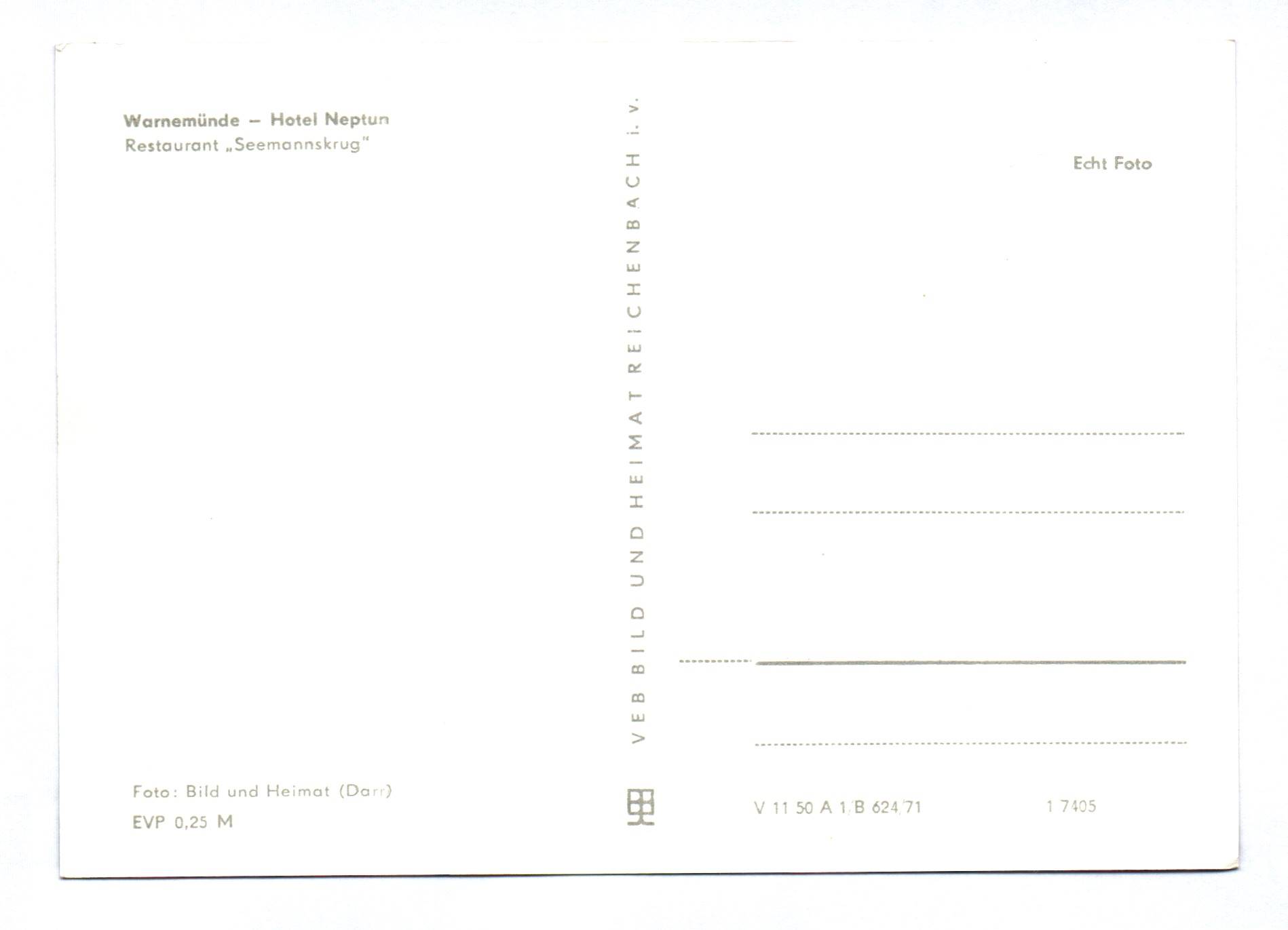 Ak Warnemünde Hotel Neptun Restaurant Seemannskrug DDR Ak Warnemünde Hotel Neptun Restaurant Seemannskrug DDR