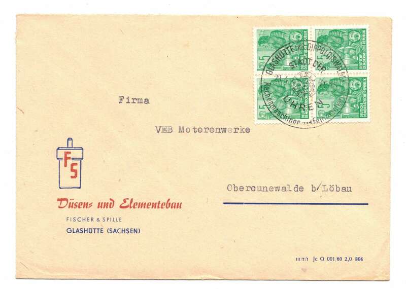 Firmenbrief Düsen Elementebau Glashütte 1966 DDR