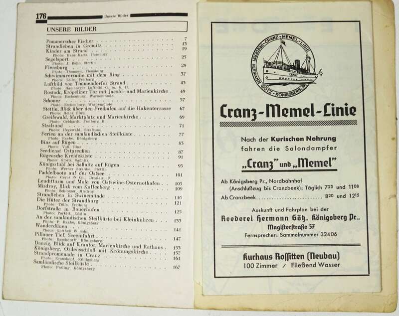 Ferien an der deutschen Ostsee 1936 Ostpreußen Landkarte