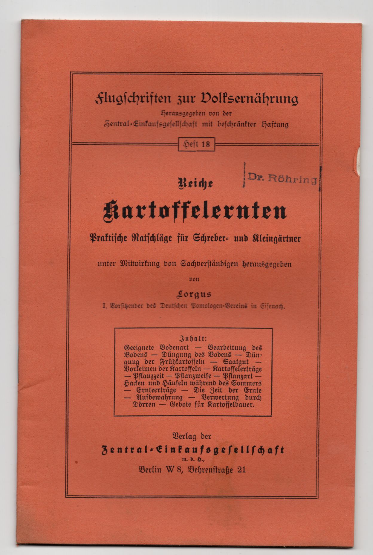 Flugschriften zur Volksernährung 1 Wk Gemüsebau Kartoffel Anbau 3 Stück
