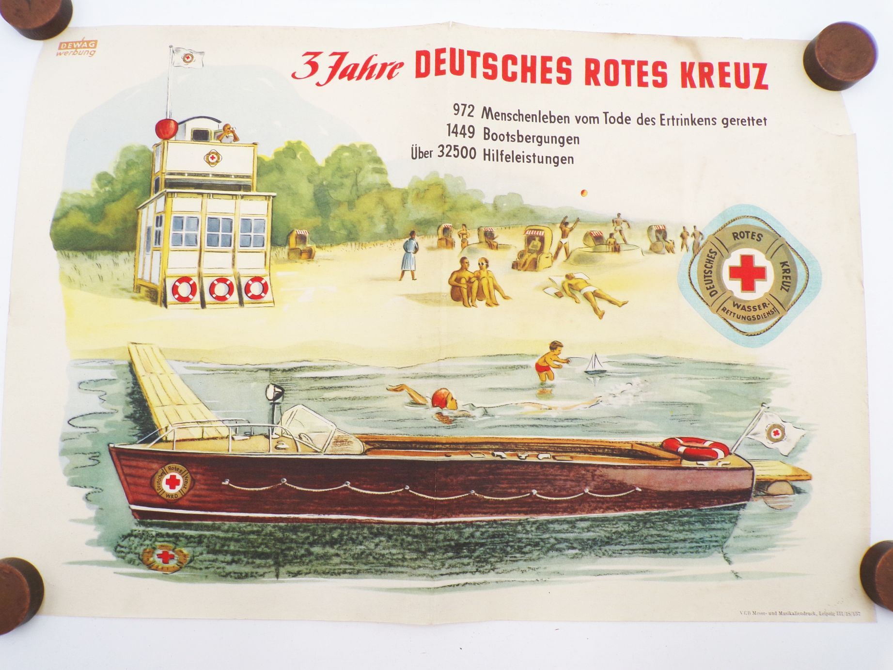 Altes Plakat 3 Jahres Deutsches Rotes Kreuz 1955 DDR Dewag Werbung DRK Altes Plakat 3 Jahres Deutsches Rotes Kreuz 1955 DDR Dewag Werbung DRK