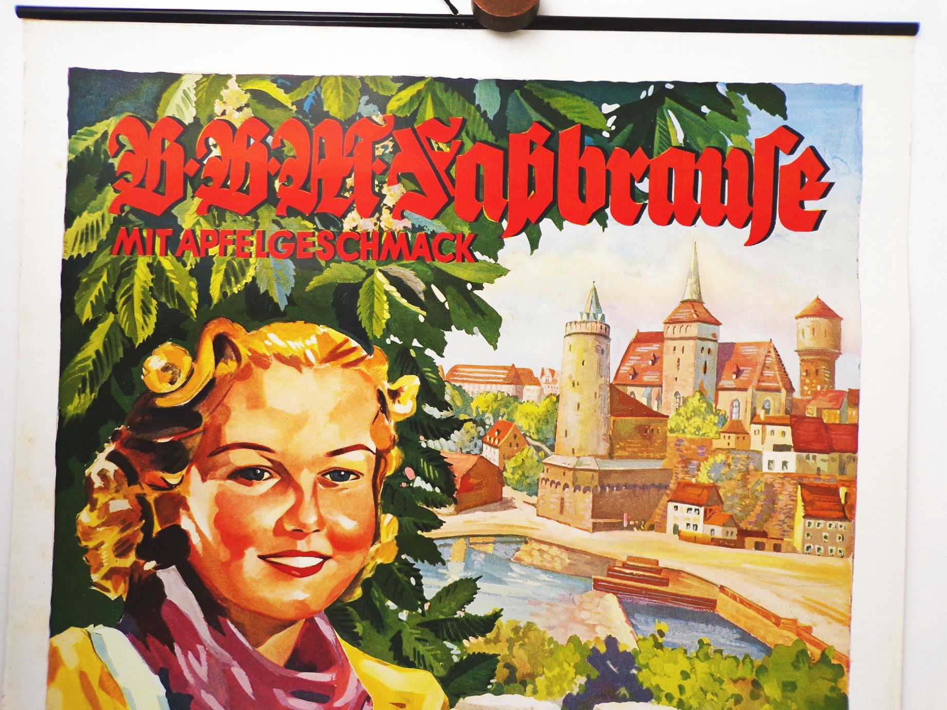 Altes Plakat Fassbrause mit Apfelgeschmack Bautzen Brauerei 1930 er Altes Plakat Fassbrause mit Apfelgeschmack Bautzen Brauerei 1930 er