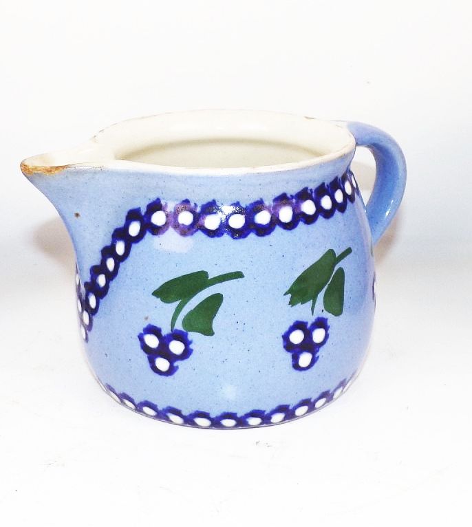 Alte Kanne Krug Keramik 3 Stück Milch Sahne Kännchen schönes Dekor 