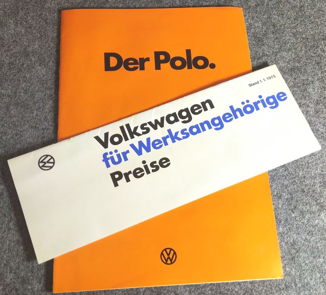 Auto Volkswagen Broschüre original mit Preisliste der Polo 1975 Auto Volkswagen Broschüre original mit Preisliste der Polo 1975
