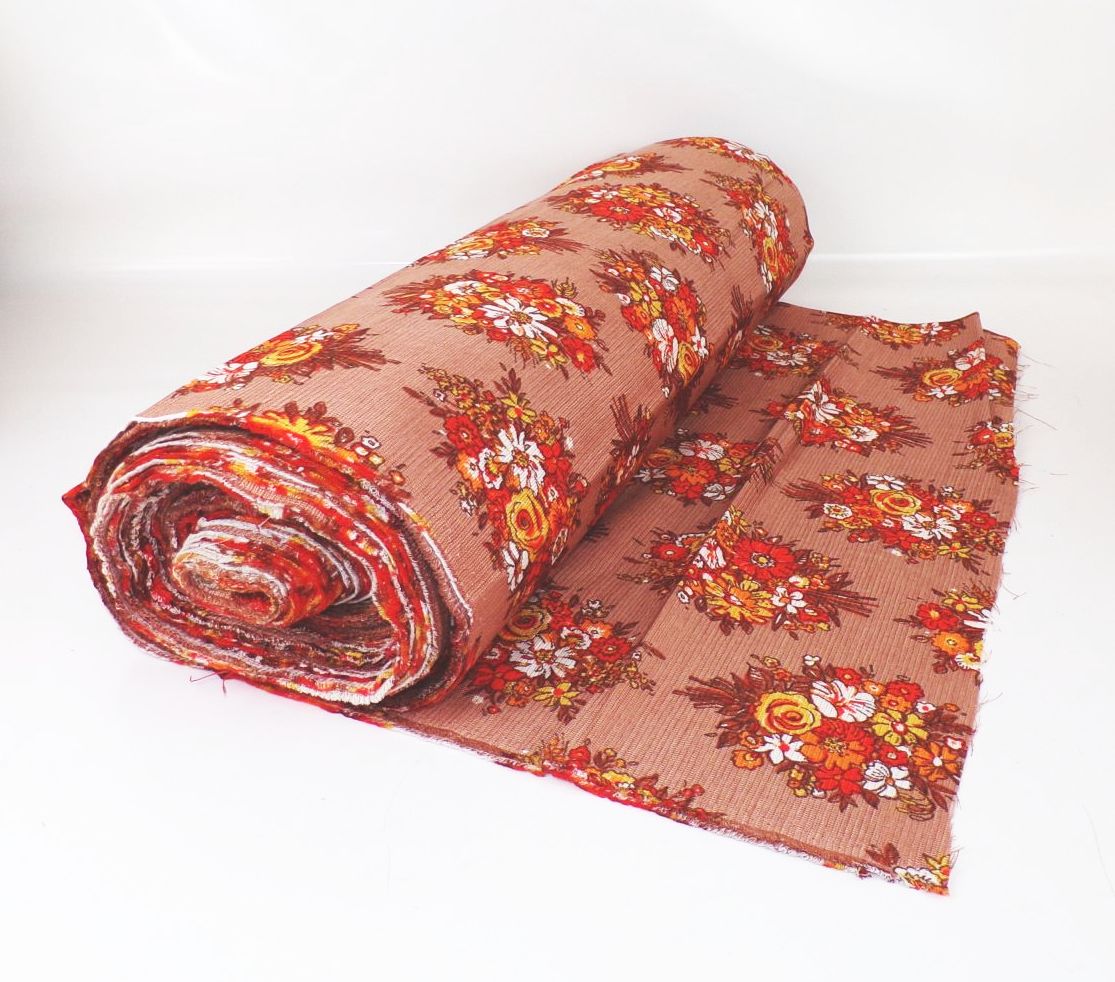 Alter Stoff DDR Gardinenstoff Blumen Muster Vintage Retro Look 