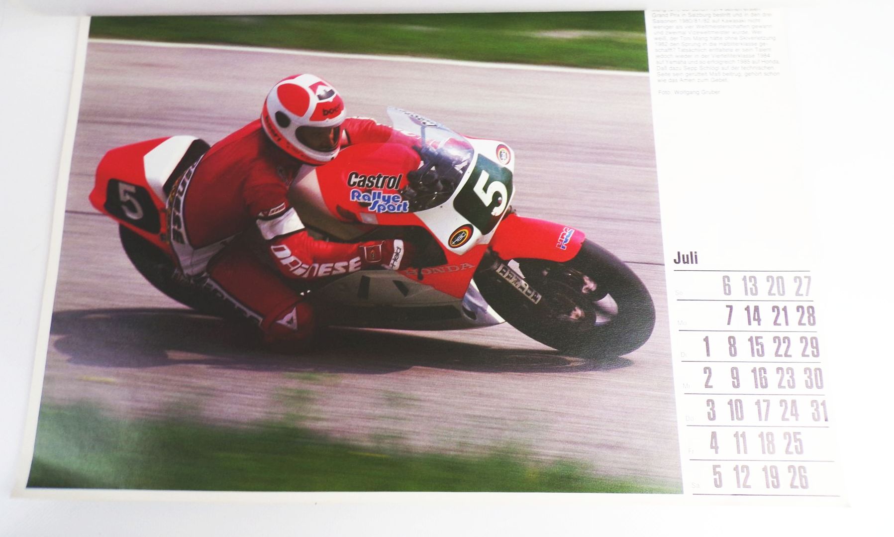 Motorrad Rennsport 1986 Wolfgang Gruber Kalender Grand Prix