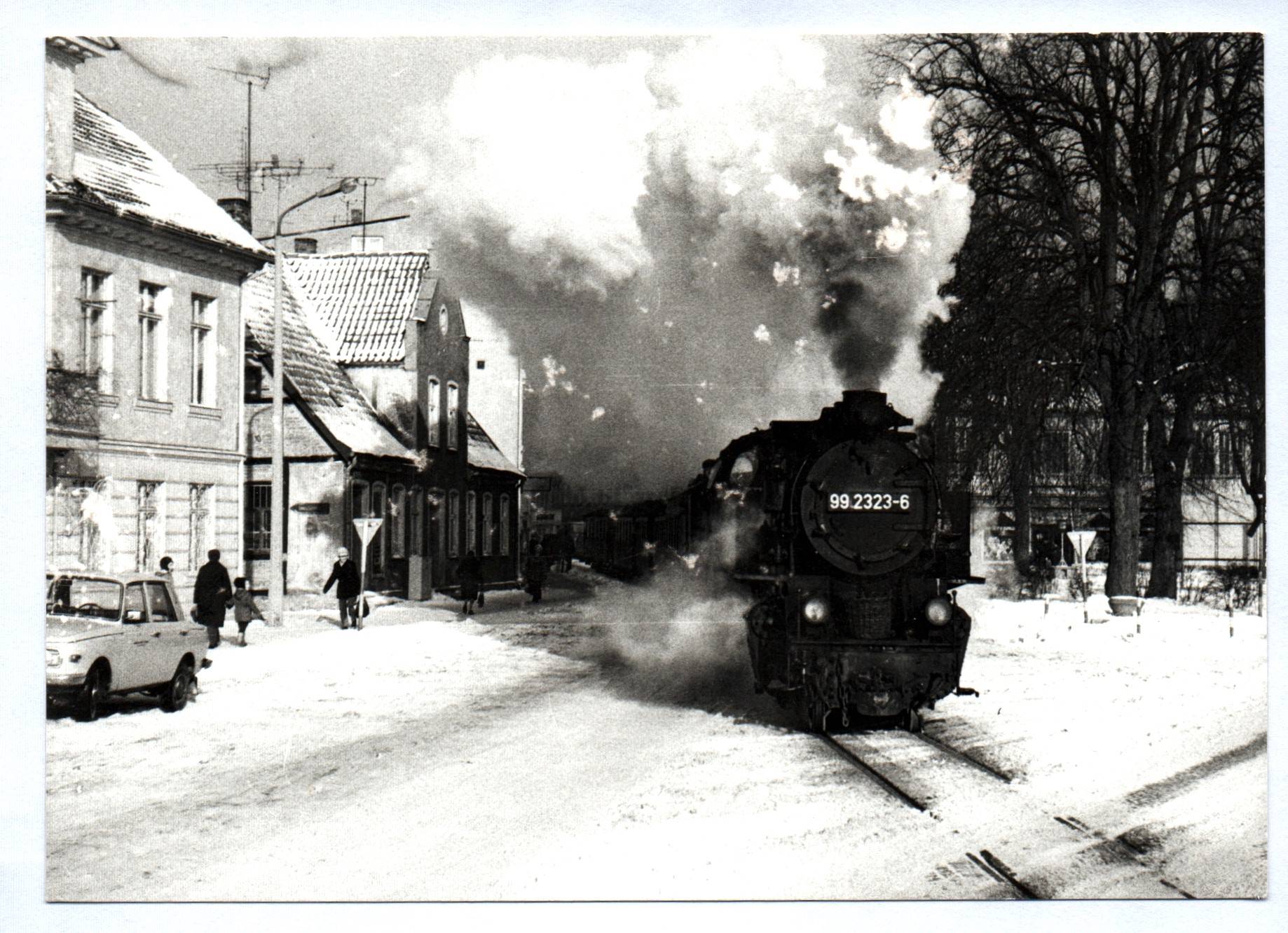 Altes Foto Dampflok im Winter Lok 99 2323-6