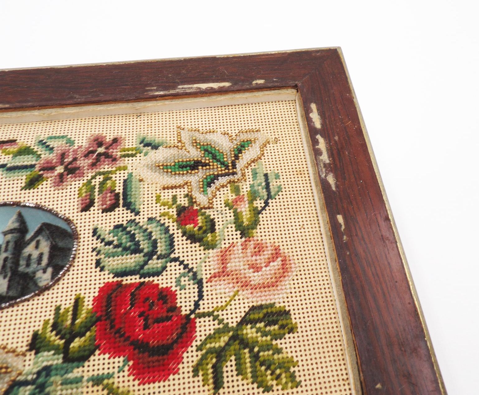 Alte Schatulle Holz Häkel Motiv Vintage Box Antik Truhe Deko