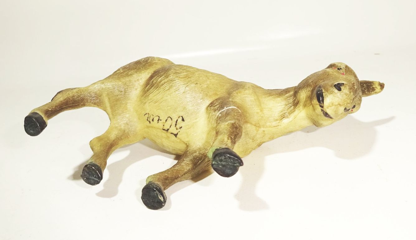 Alte Krippenfiguren 3 Stück Zelluloid Tiere Krippentiere Esel Ziege Schaf 