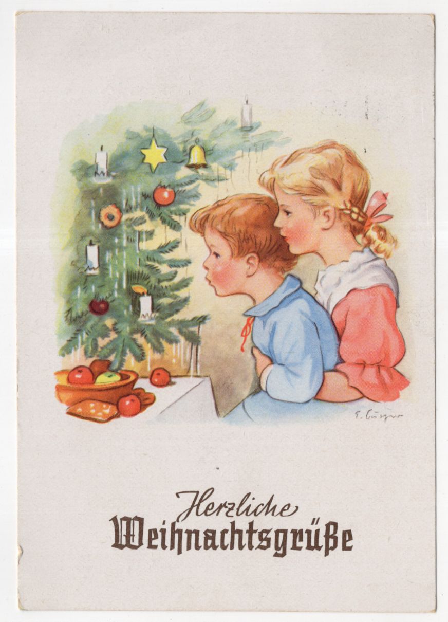 Ak Kinder am Christbaum 1969