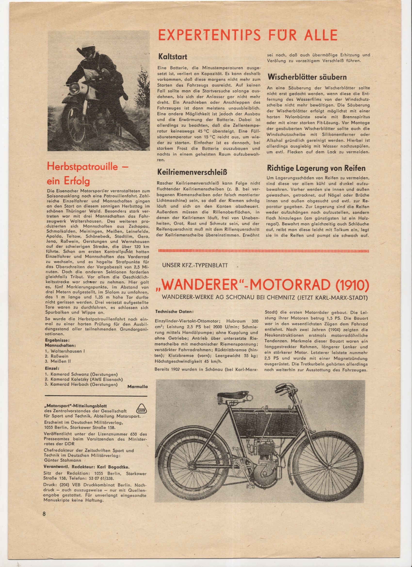 Motor Sport Mitteilungsblatt des ZV der GST Ausgabe 1 von 1968 DDR Zeitschrift Motor Sport Mitteilungsblatt des ZV der GST Ausgabe 1 von 1968 DDR Zeitschrift
