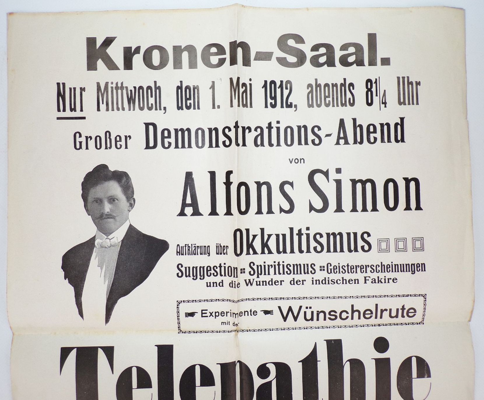 Plakat München Kronensaal Alfons Simon Okkultismus Suggestion 1912