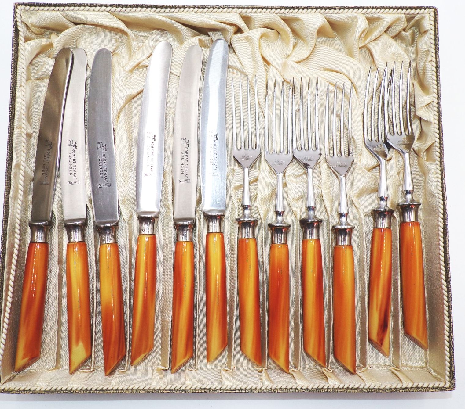 Altes Besteck Robert Schaaf Solingen 12 Teile Messer Gabel Retro Vintage