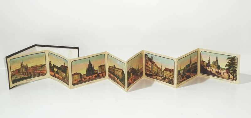 Leporello Dresden handkoloriert um 1870 Ansichten Sachsen 