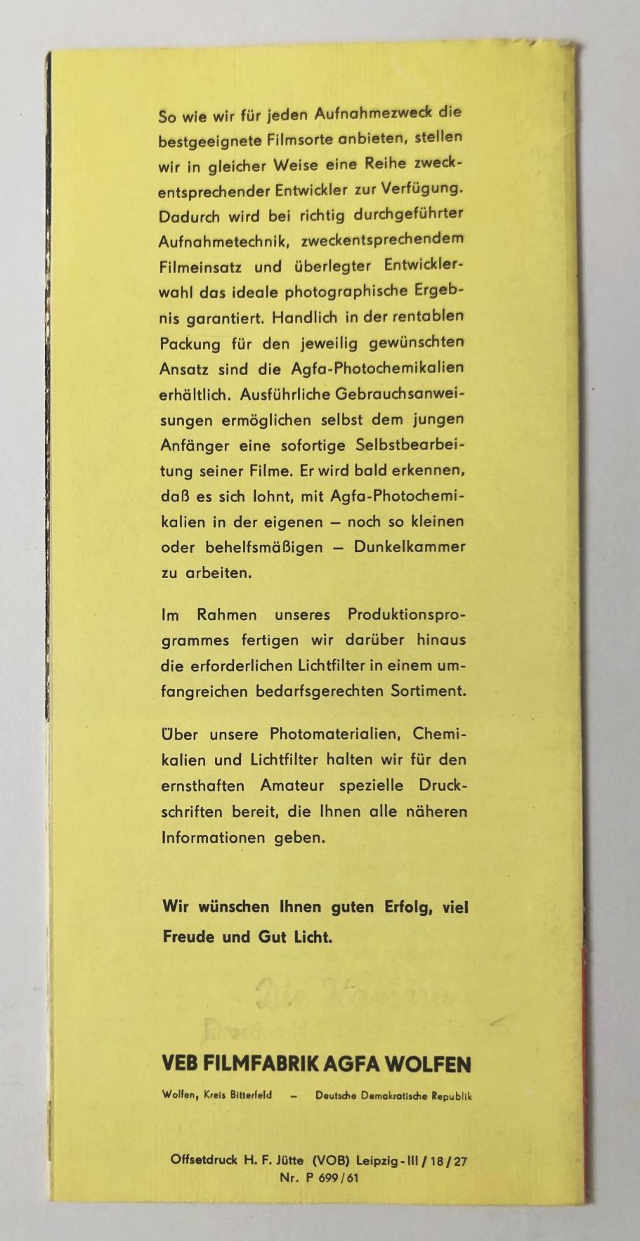 Agfa VEB Filmfabrik Wolfen Peter Klaus und Monika DDR 1961 Kamera Prospekt