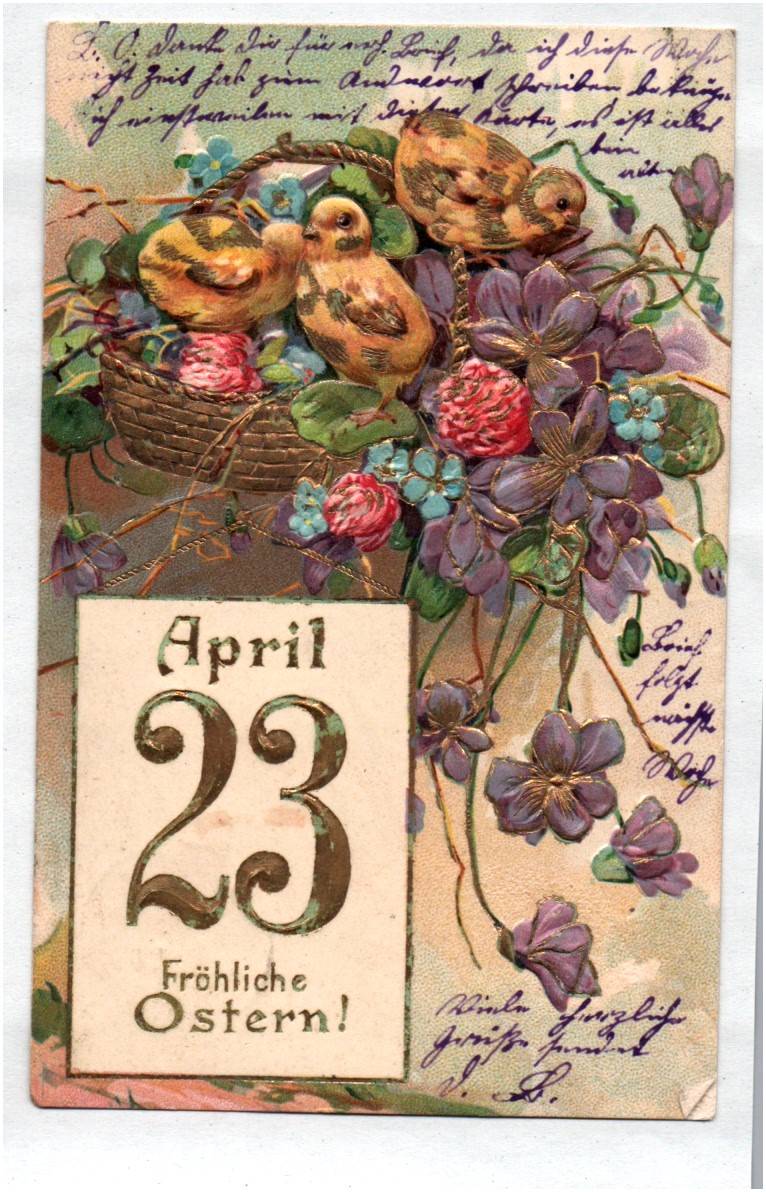 Ak Küken Blumen stark geprägt Gold 1905