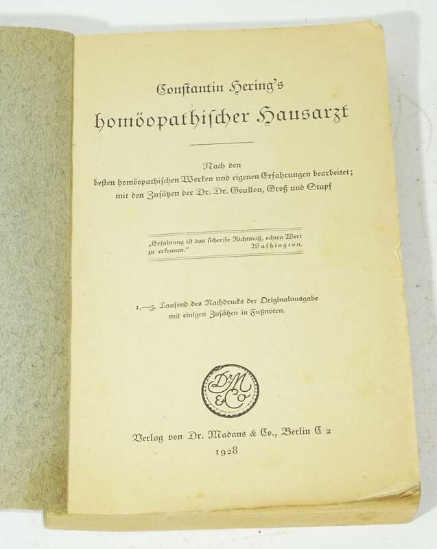 Constantin Hering homöopathischer Hausarzt Homöopathie 1928 Medizin 