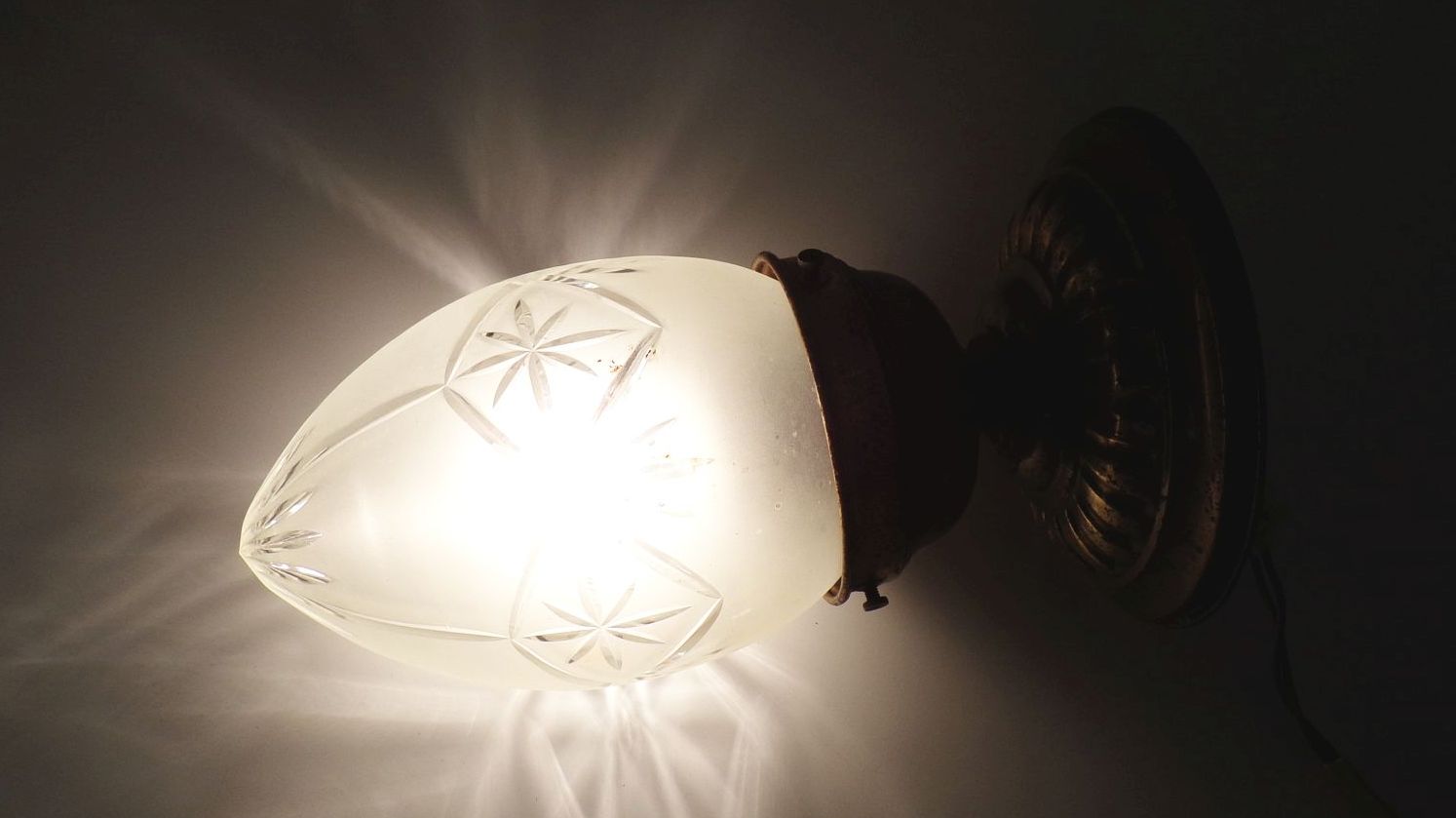 Alte Deckenleuchte Antik um 1900 Messing Glas E27 Lampe