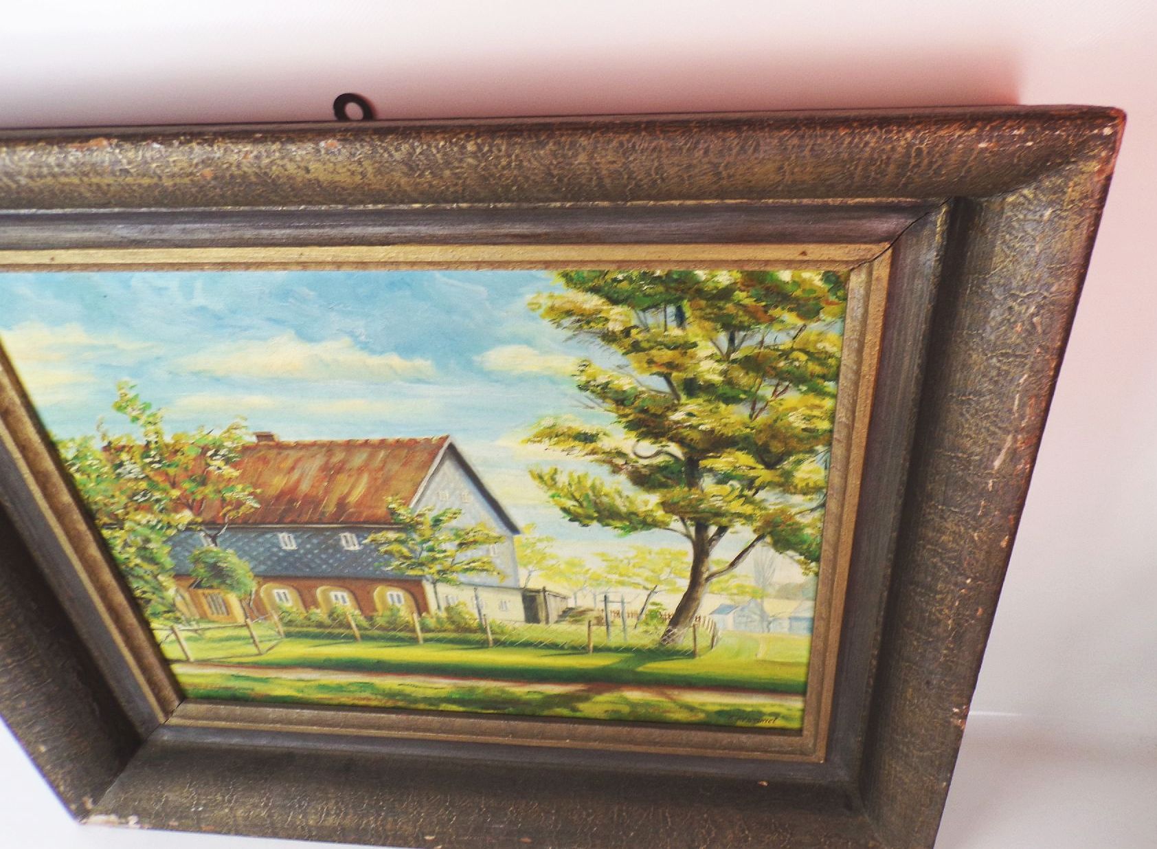 Ölgemälde Oberlausitz Umgebindehaus Fachwerkhaus Hummel 