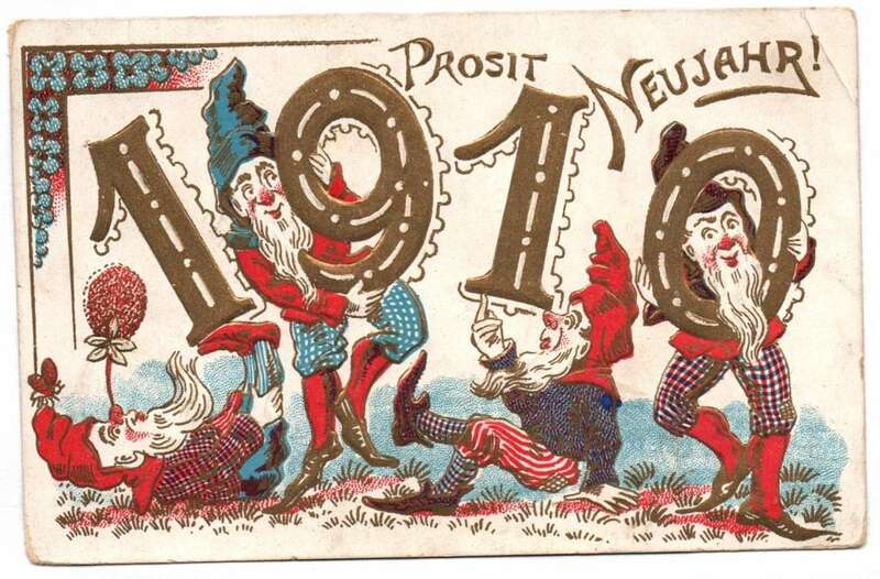 Ak Zwerge Prosit Neujahr 1910 geprägt