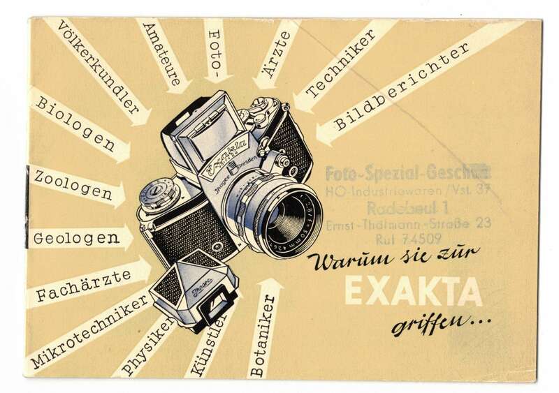 Prospekt Ihageee Exakta Kamera Fotoapparat 1958 DDR Werbung