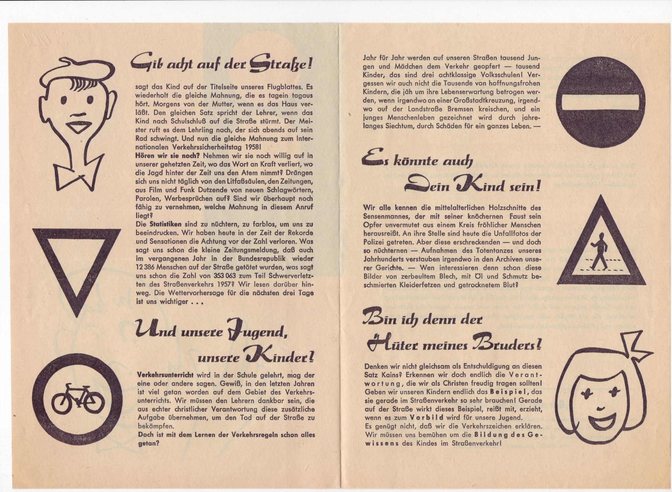 Altes Prospekt Gib acht auf der Straße Verkehrserziehung BRD 1958