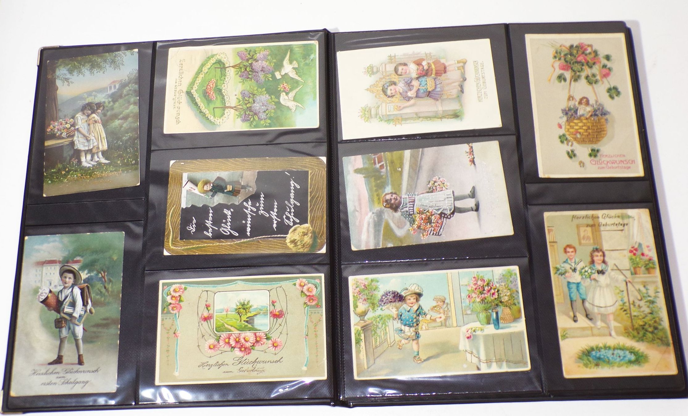 Album mit 99 Glückwunschkarten Ansichtskarten Postkartenalbum