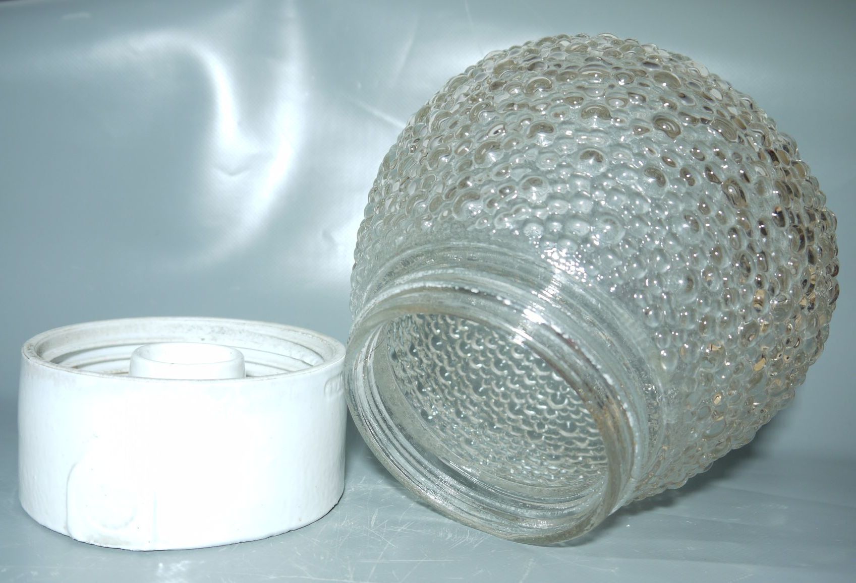 Alte Deckenlampe Retro Leuchte E27 Glas Kellerlampe bubble lamp