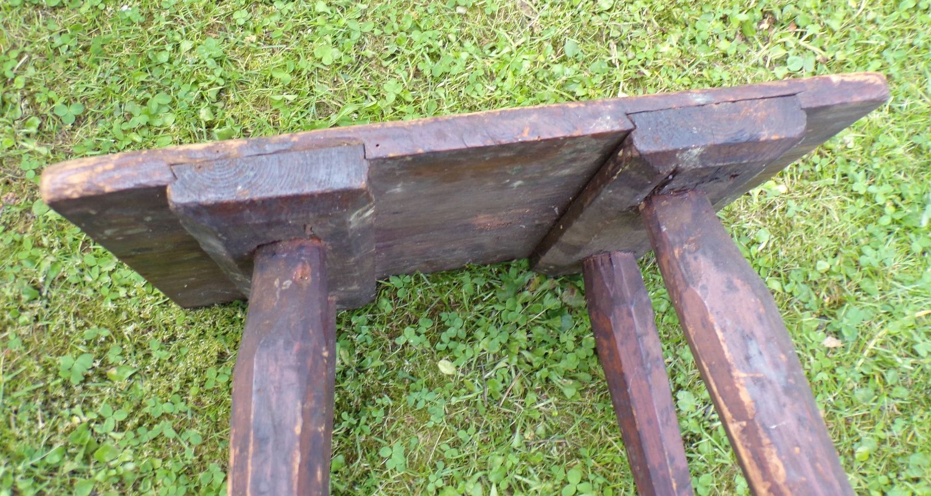 Alter Holzhocker Vierbein Schemel Holz Werkstatthocker