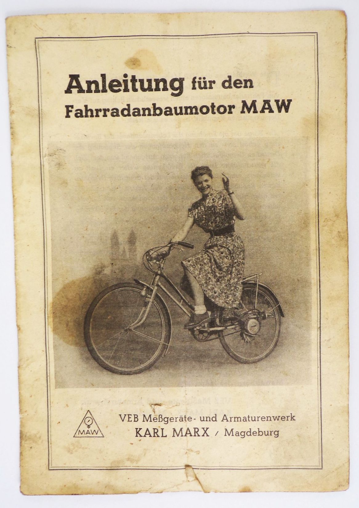 Anleitung für den Fahrrad Anbau Motor MAW Karl Marx Magdeburg 1953
