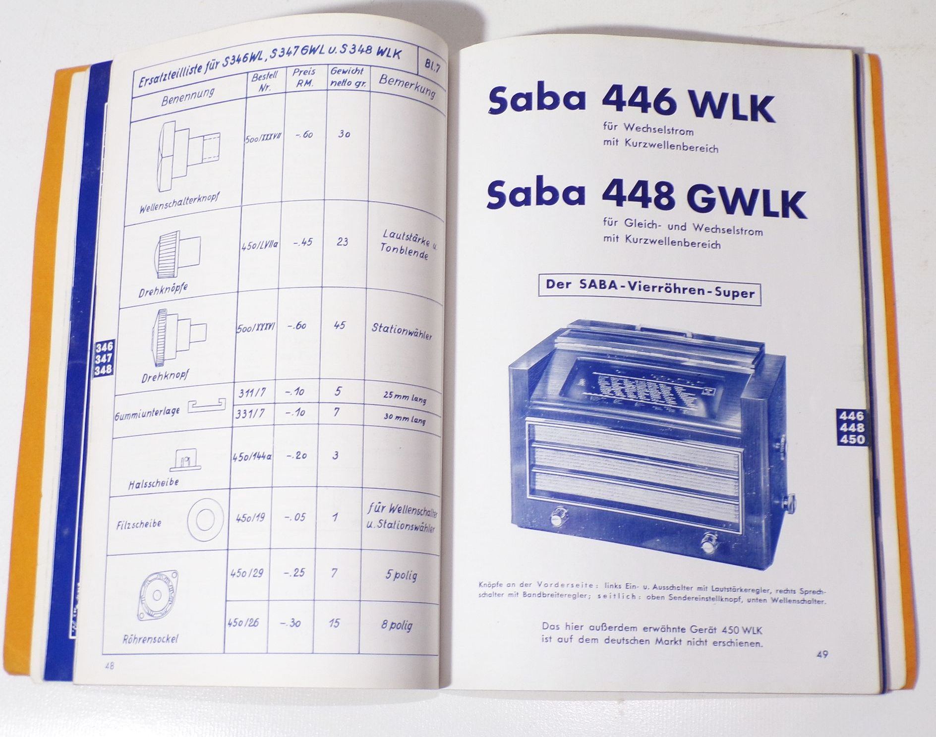 Saba Radio Kundendienst Schrift 7 1937 bis 1938