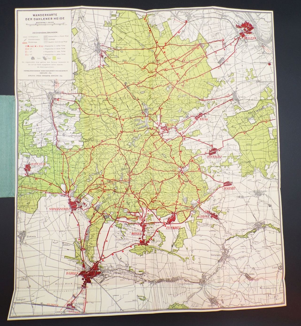 Wanderkarte für die Dahlener Heide alte Landkarte um 1930 Wanderkarte für die Dahlener Heide alte Landkarte um 1930