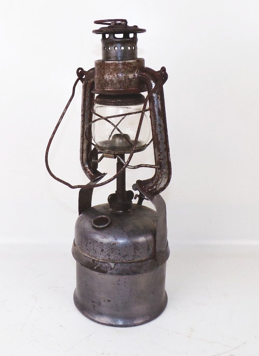 Alte Karbid Lampe Friemann u Wolf Zwickau Feuerhand Glas RAD Militär 2 Wk