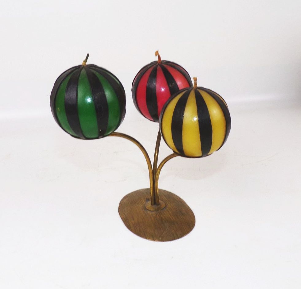 Alter Kerzenständer Kugelkerzen Messing 1950 er 1960 er Vintage Deko 