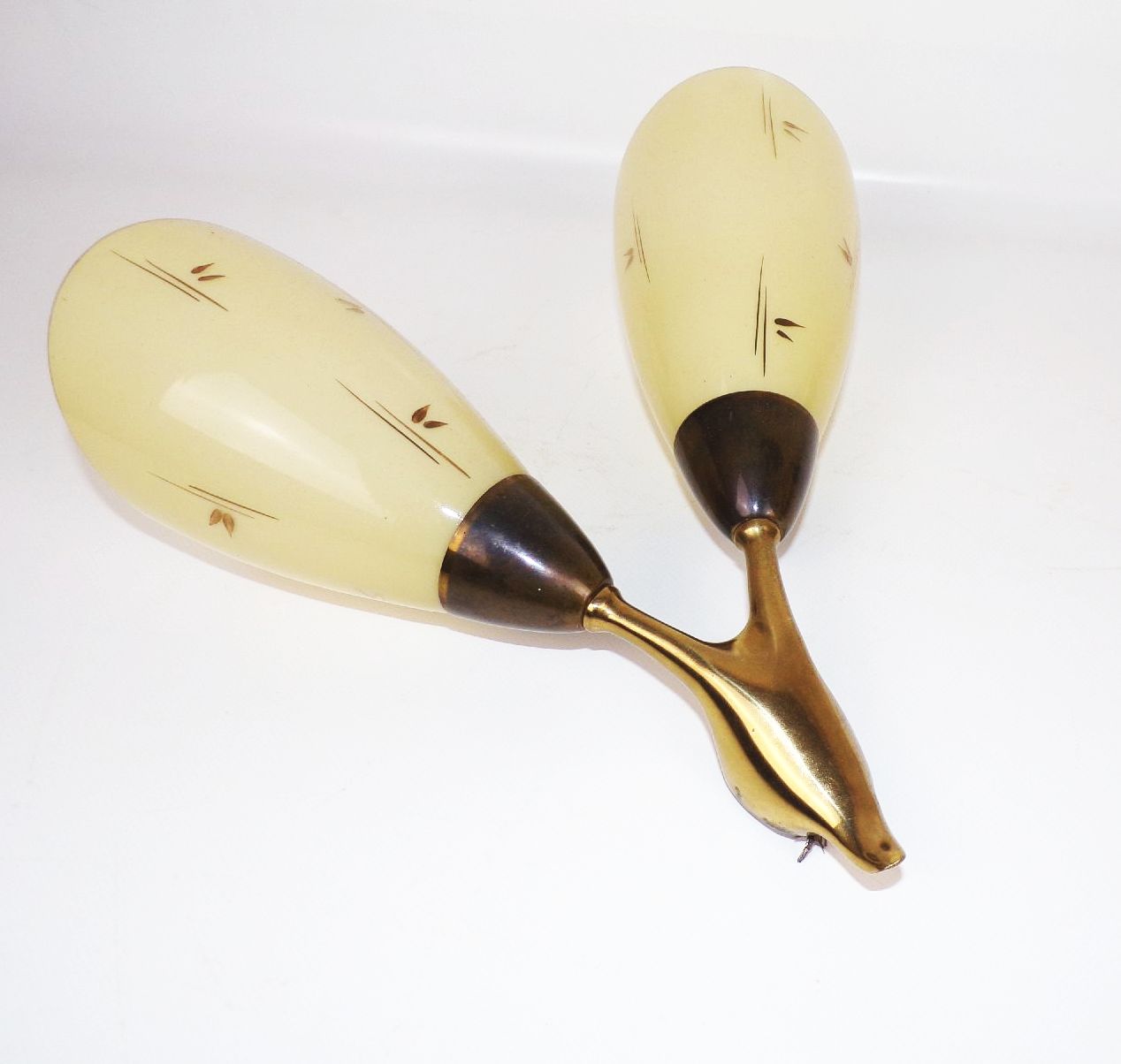 Wandleuchte Tütenlampe 50er Jahre 2 Stück Set E14 Gold Lampe