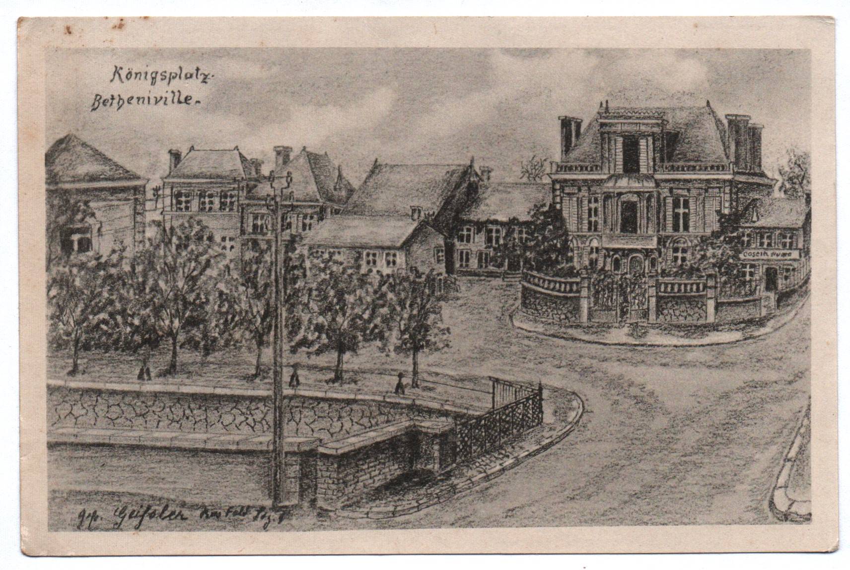Künstler Ak Königsplatz Betheniville Feldpost Frankreich 1 Wk