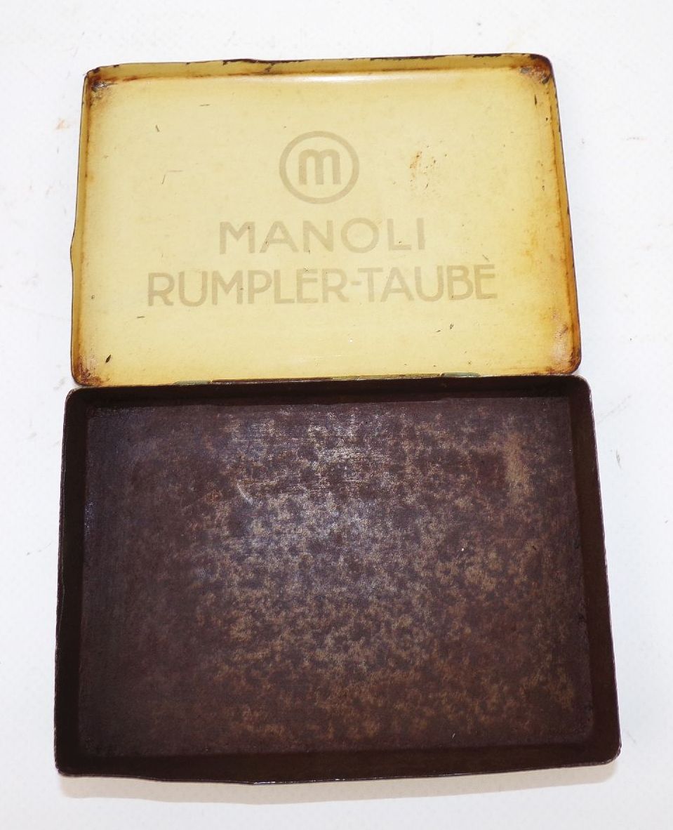 Alte Manoli Blechdose Rumpler Taube Flugzeug Zigaretten Berlin Dose 