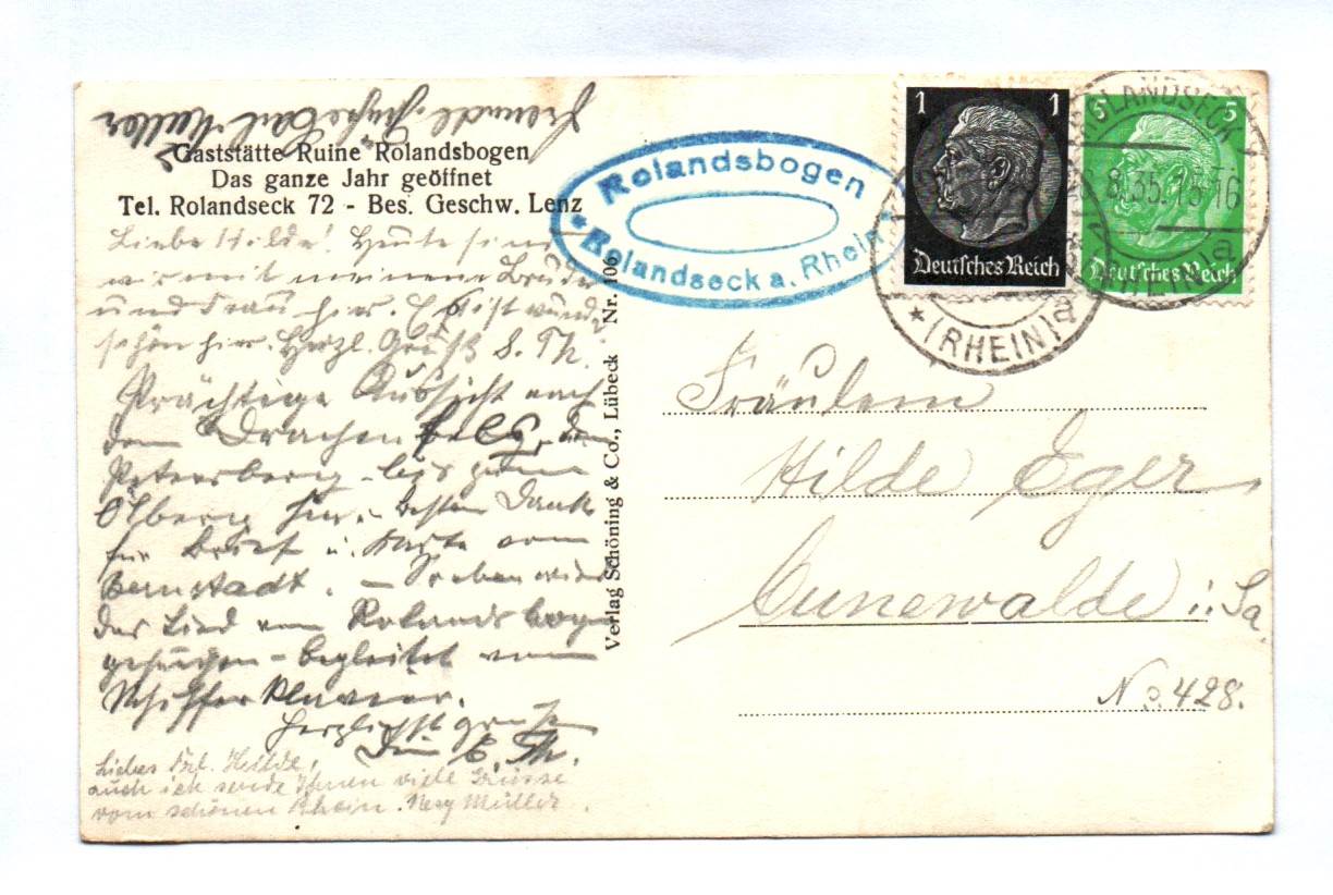 Ak Gaststätte Ruine Rolandsbogen Rolandseck 1935 Ak Gaststätte Ruine Rolandsbogen Rolandseck 1935