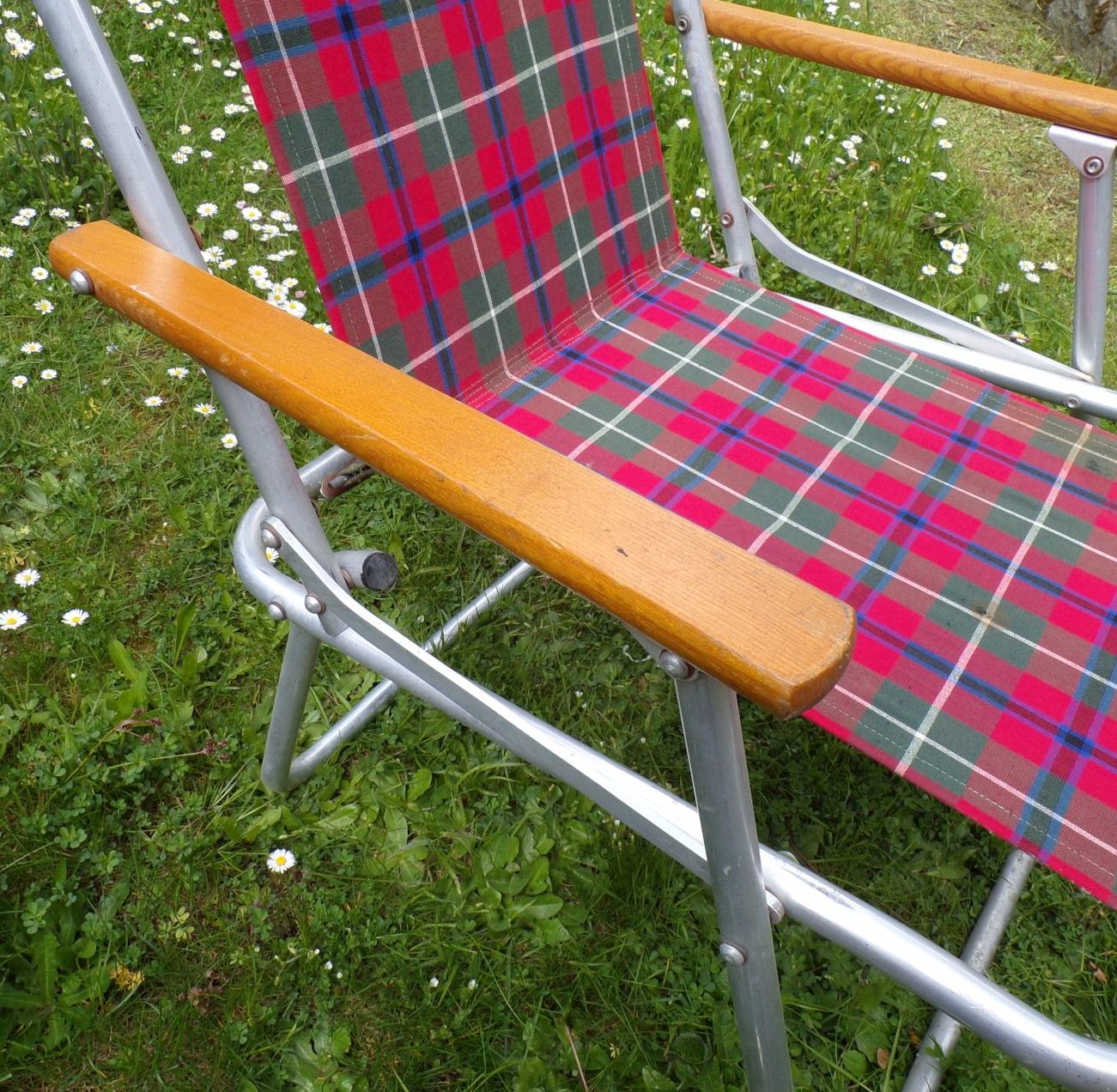 Alter DDR Campingstuhl Karo Muster Retro DDR Klappstuhl true vintage 