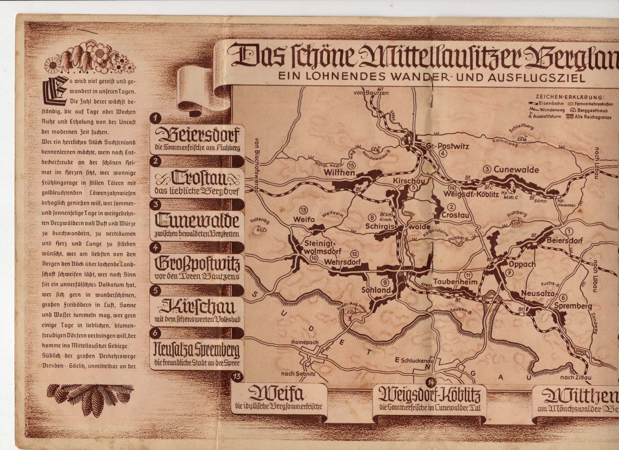 Mittellausitzer Bergland Altes Reiseprospekt 1939