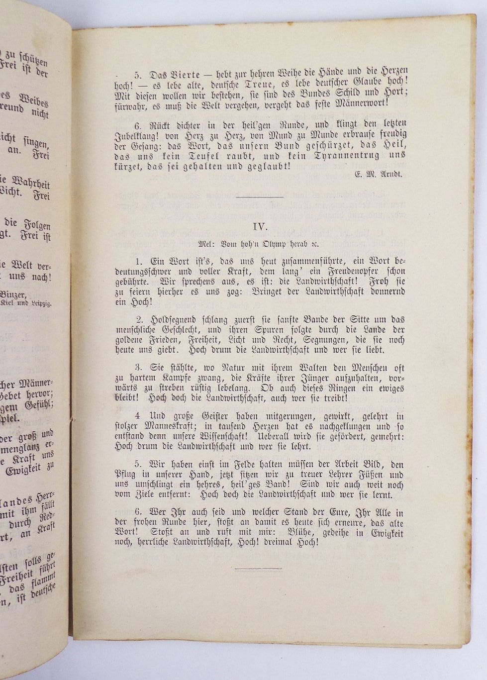 Lieder Fest Commers 40 Jahre königlich landwirtschaftliche Hochschule Berlin 1885