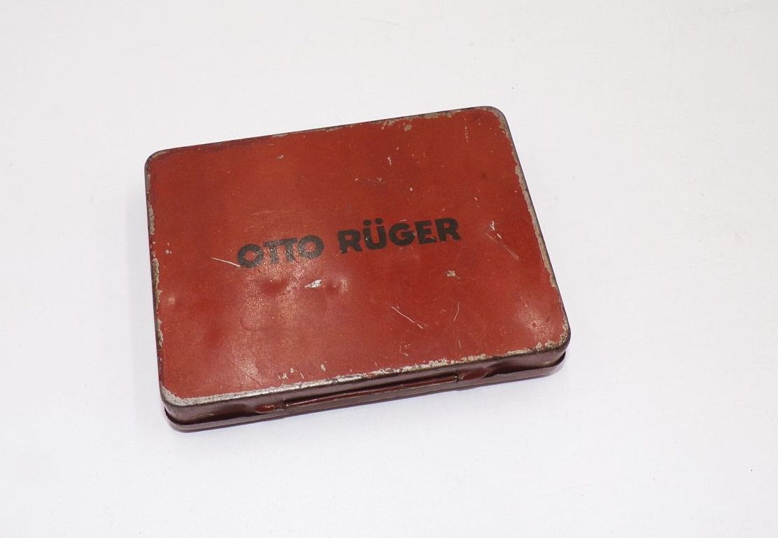 Alte Blechdose Otto Rüger Chocolat amer um 1900 