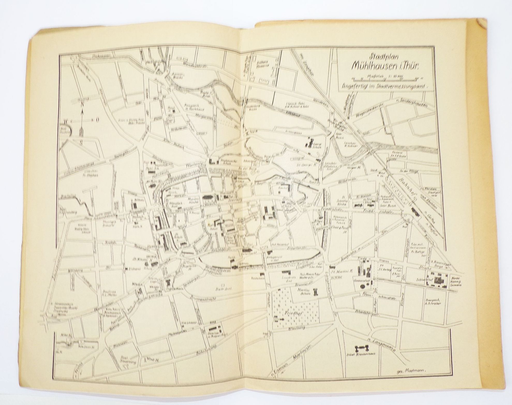 Mühlhausen in Thüringen Wanderwege Stadtplan Wanderkarte 1921 