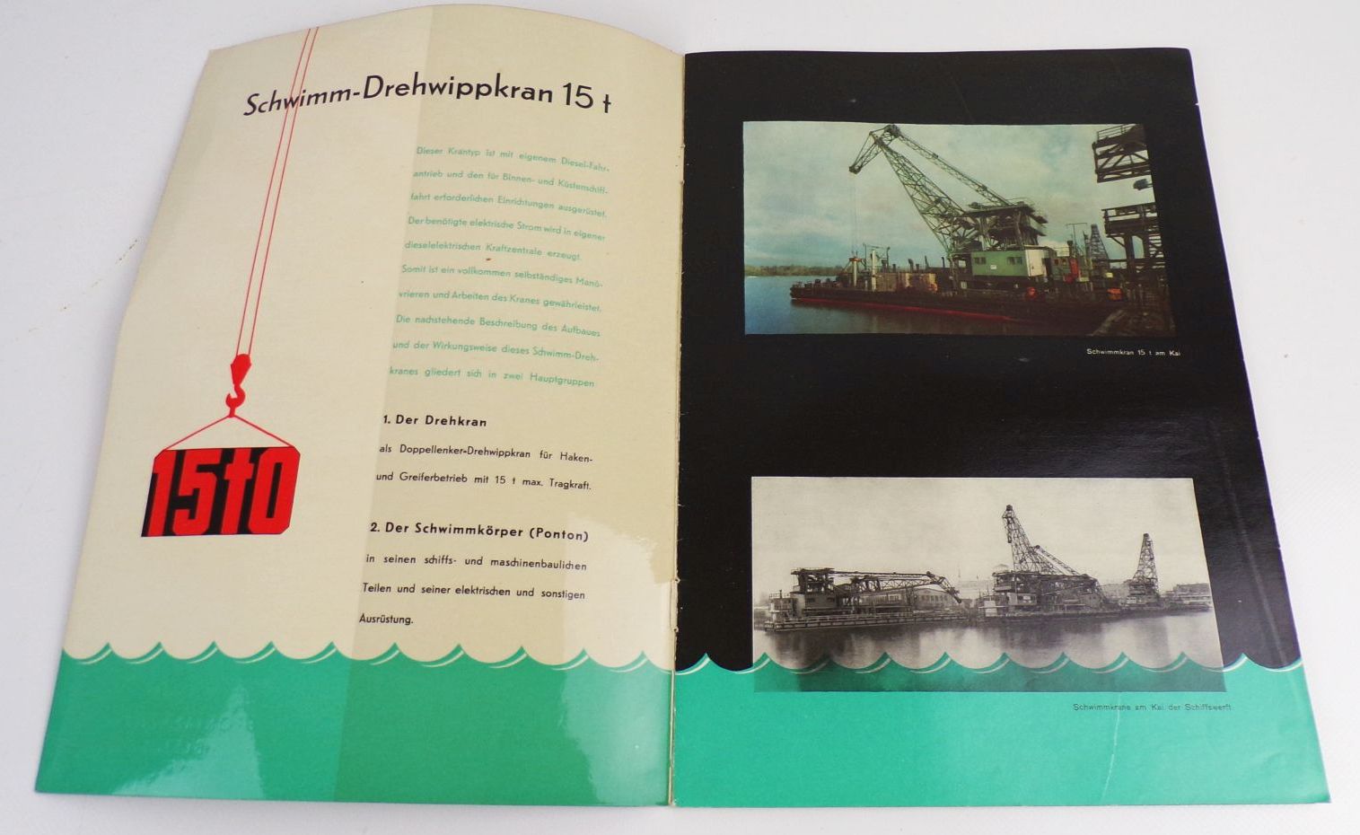 Schwimm Drehkran VEB Schwermaschinen Leipzig Bleichert 1956 Schwimm Drehkran VEB Schwermaschinen Leipzig Bleichert 1956